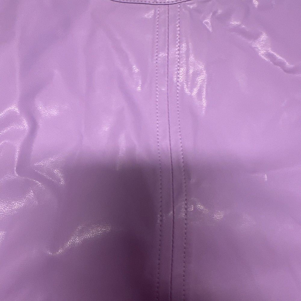 THML Cleo Lavender Vegan Faux Leather Flutter Short Sleeve Blouse Size XS - Picture 12 of 12